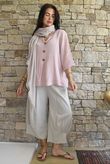 Andi Basket Linen Blend Top Rose